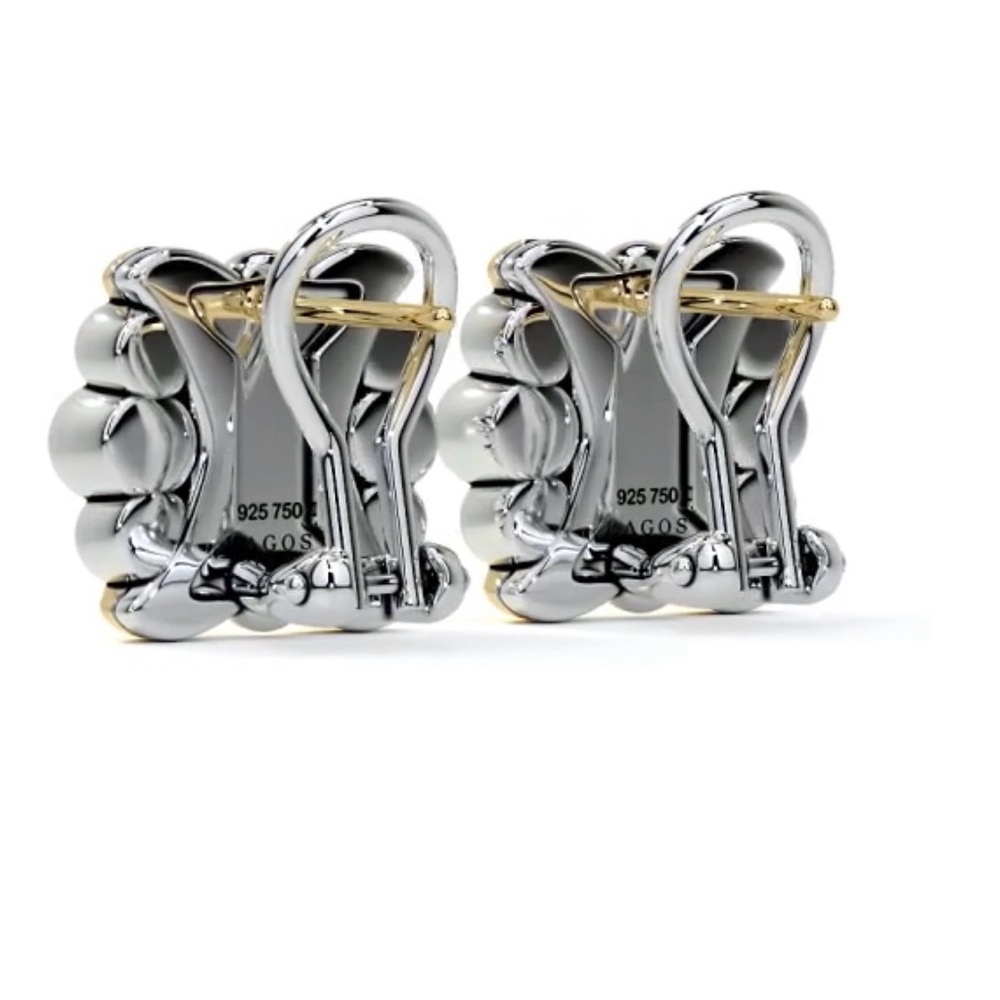 LAGOS Embrace Two-Tone X Omega Clip 11MM Earrings - Picture 6 of 12